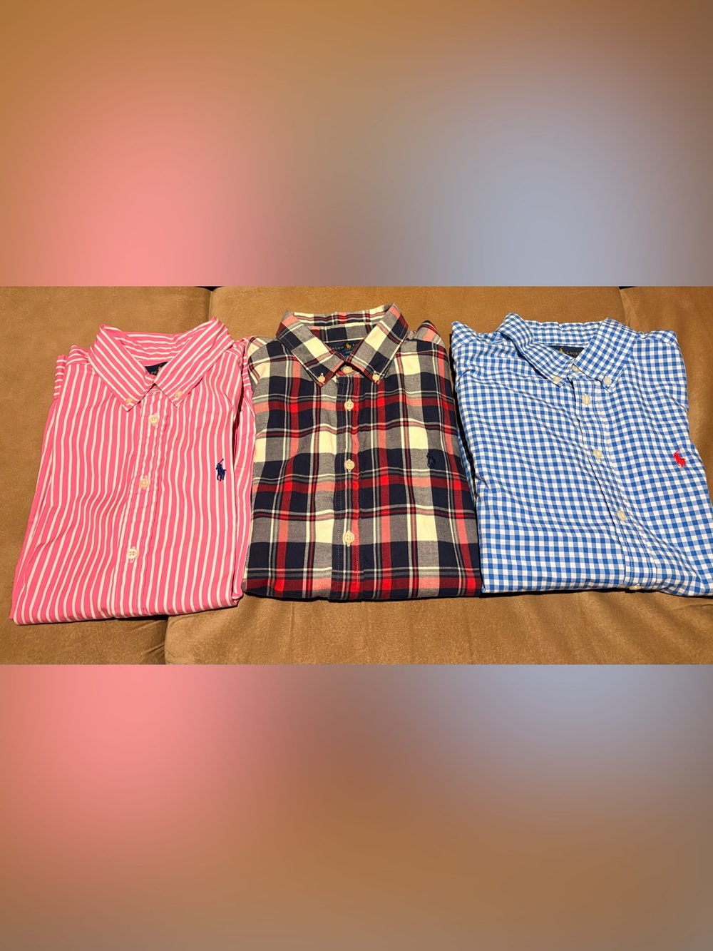 Lot of 3 Ralph Lauren Boys L 14-16 Button-Down Shirts